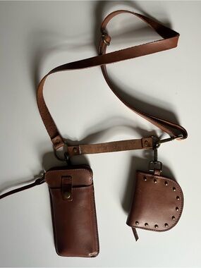 Free people Crossbody Leather Phone Bag in tan